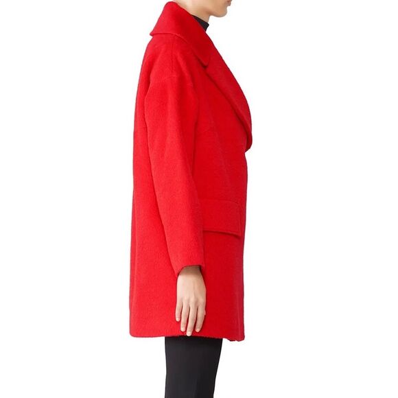TRINA TURK Ruby Wool Alpaca Blend Red Teddy Coat - Picture 2 of 13